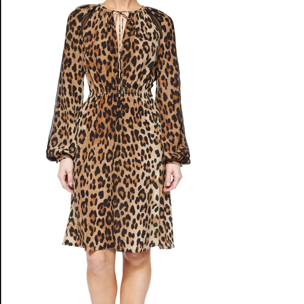 Sasa Leopard-Print Peasant Dress